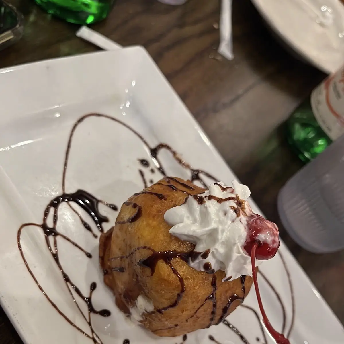 Fried Vanilla Ice Cream 炸雪糕 with Chocolate Syrup